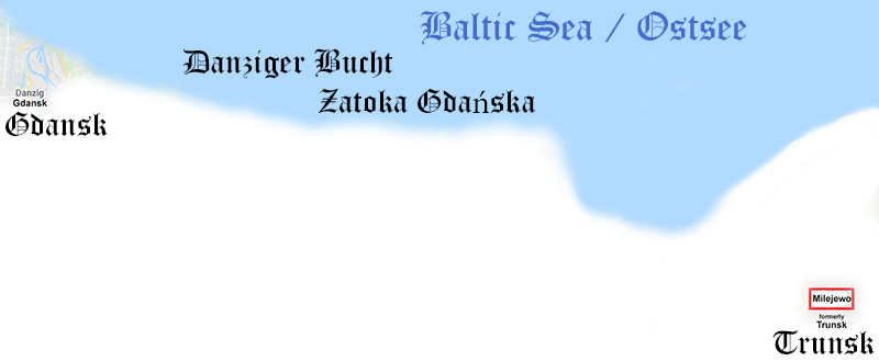 coast Baltic Sea Gdansk Milejewo, formerly Trunsk (map cut)